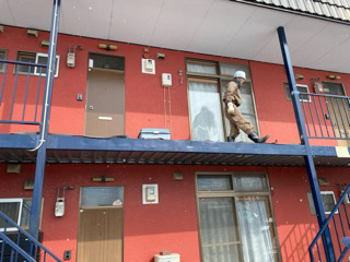 札幌市北区でリピート頂きました。アパートの鉄骨階段修理（手摺交換）