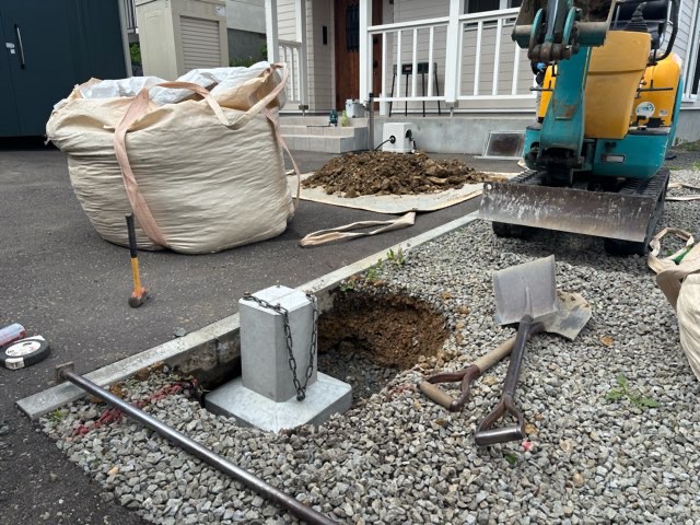 札幌市西区にて中川製作所カーポート　ジクイ工事